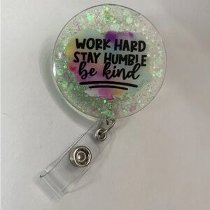 Glitter Badge Reel with Inspirational Quote